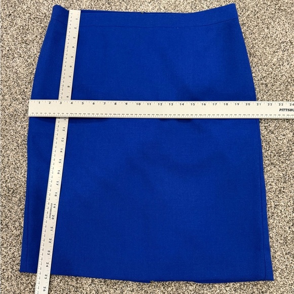J. Crew Cobalt Blue 100% Wool Midi Pencil Skirt Office Business Sophistication - Picture 10 of 11